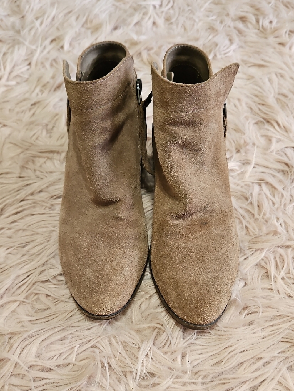 Sam Edelman Taupe Suede Ankle Booties with Side Zip